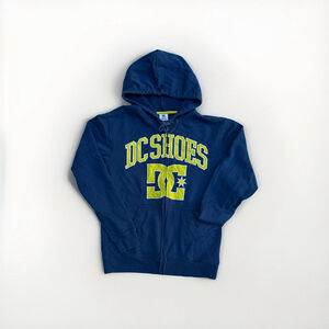 Vintage Y2K DC Shoes Skateboard Hoodie Sk8 Mens SMALL Blue Full Zip Grunge Punk